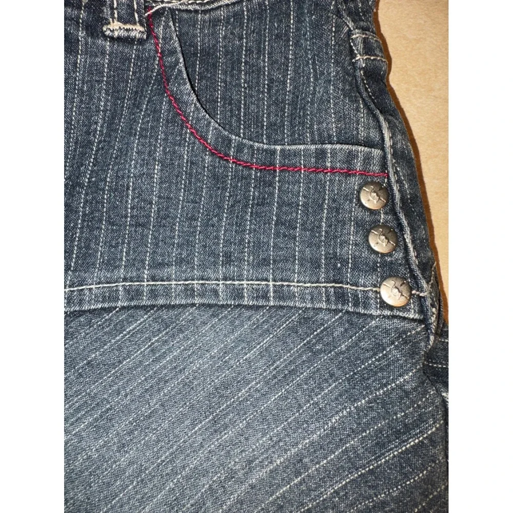 Vintage Baby Phat Girlz‎ Denim Skirt Size 6 Striped Wash Cat Embroidered